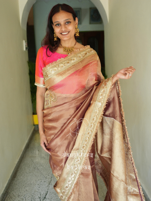 Handwork Pure Tissue Silk Saree with Elephant Motifs