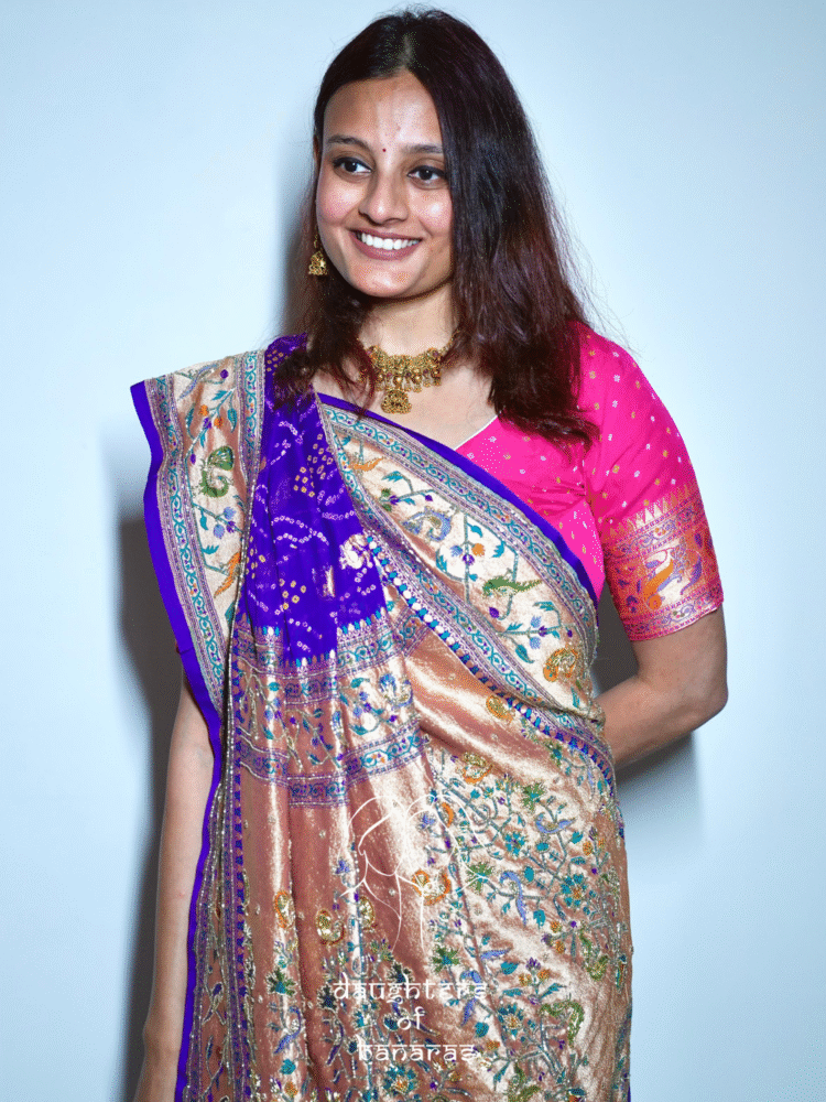 Pure Khaddi Georgette Sarkam Rai Bandhej Handwork Saree