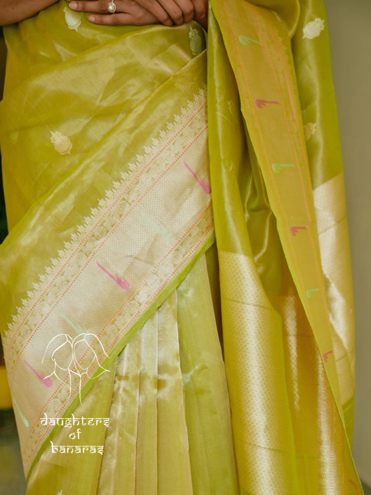 Pure Katan Tissue Kadhuva Saree with Meenakari - Image 3