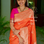 Pure Katan Silk Kadhuva Rabbit Saree - Orange