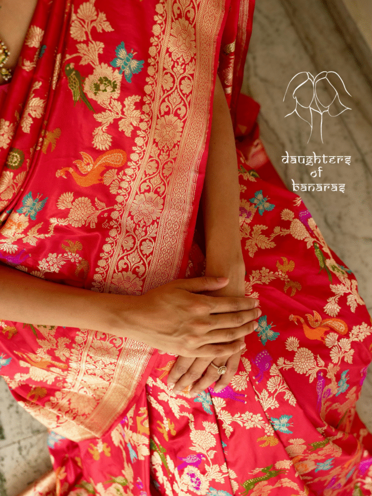 Pure Katan Silk Multicolor Kadhuva Shikargah Saree