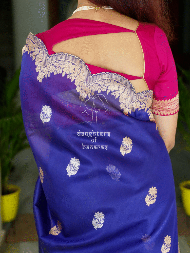 Pure Kora Silk Scallop Border Saree - Image 3