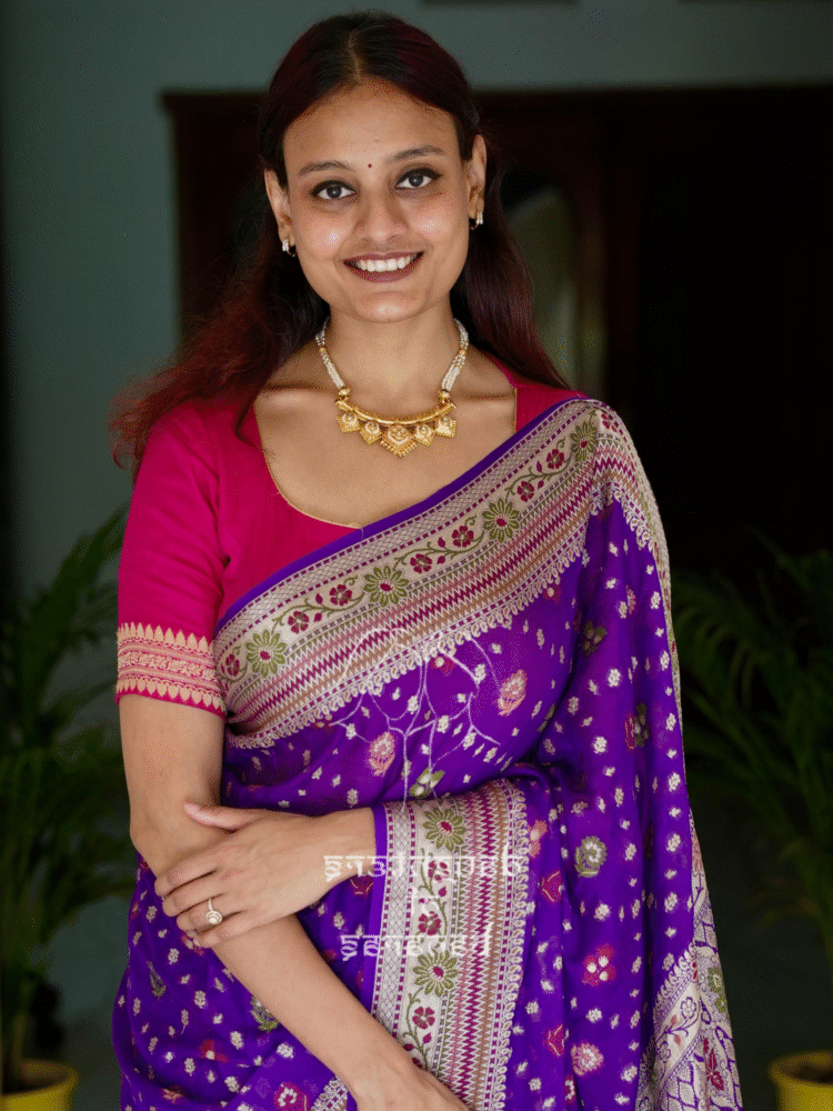 Pure Chiffon Tilfi Meenakari Saree