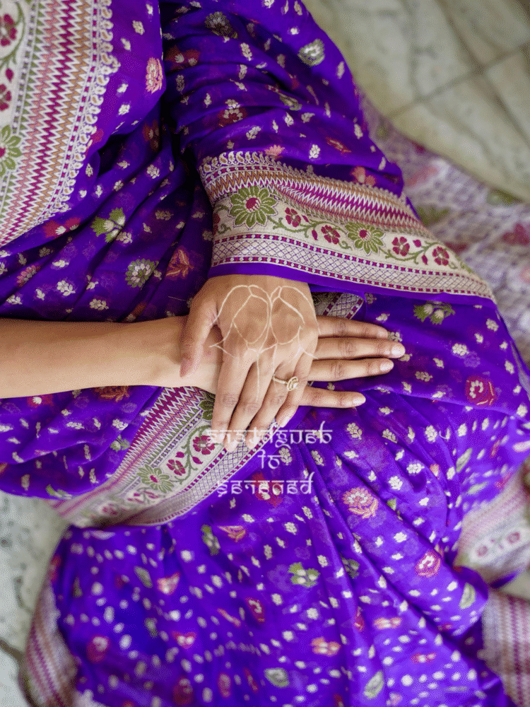 Pure Chiffon Tilfi Meenakari Saree - Image 3