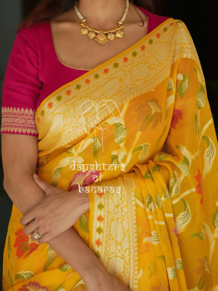 Pure Chiffon Saree with Handbrush Dye - Image 2