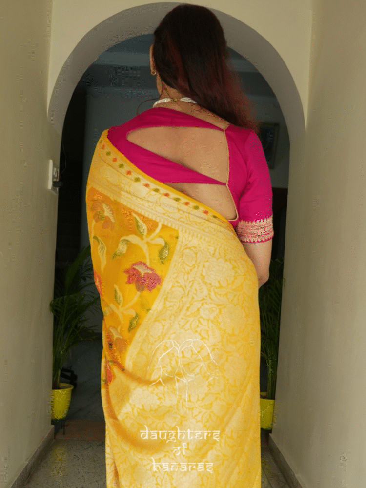 Pure Chiffon Saree with Handbrush Dye - Image 4