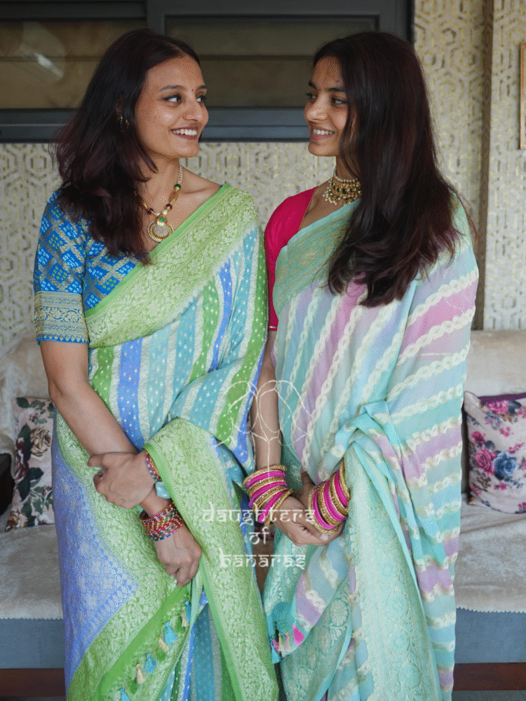 Pure Khaddi Georgette Water Zari Rangkaat Saree - Image 3