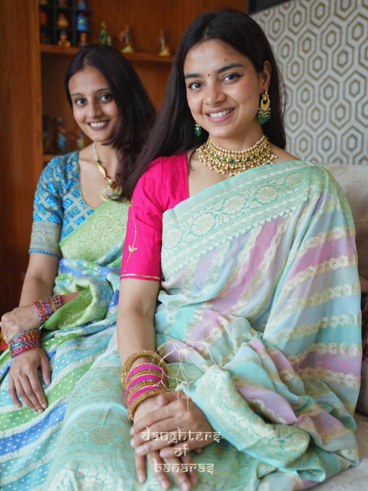 Pure Khaddi Georgette Water Zari Rangkaat Saree - Image 4