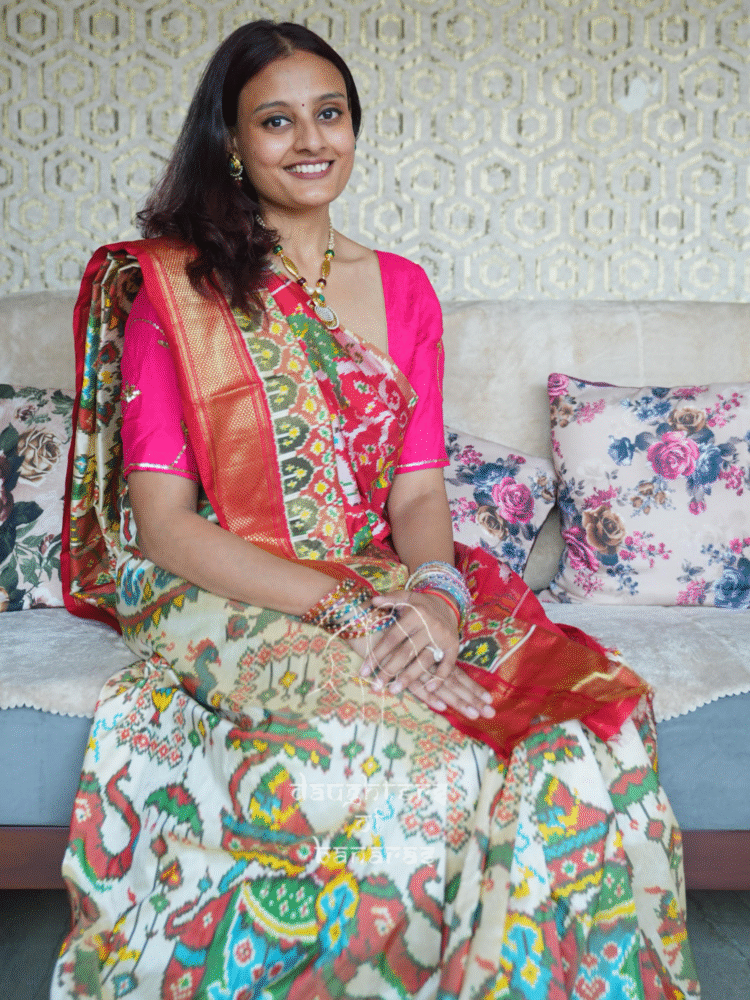 Pure Katan Silk Ikkat Patola Saree - Image 2
