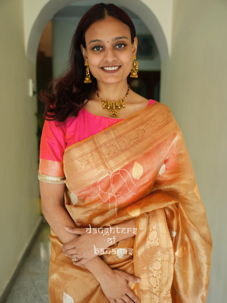Pure Tissue Silk Sona Rupa Kadhuva Saree - Golden, Brown